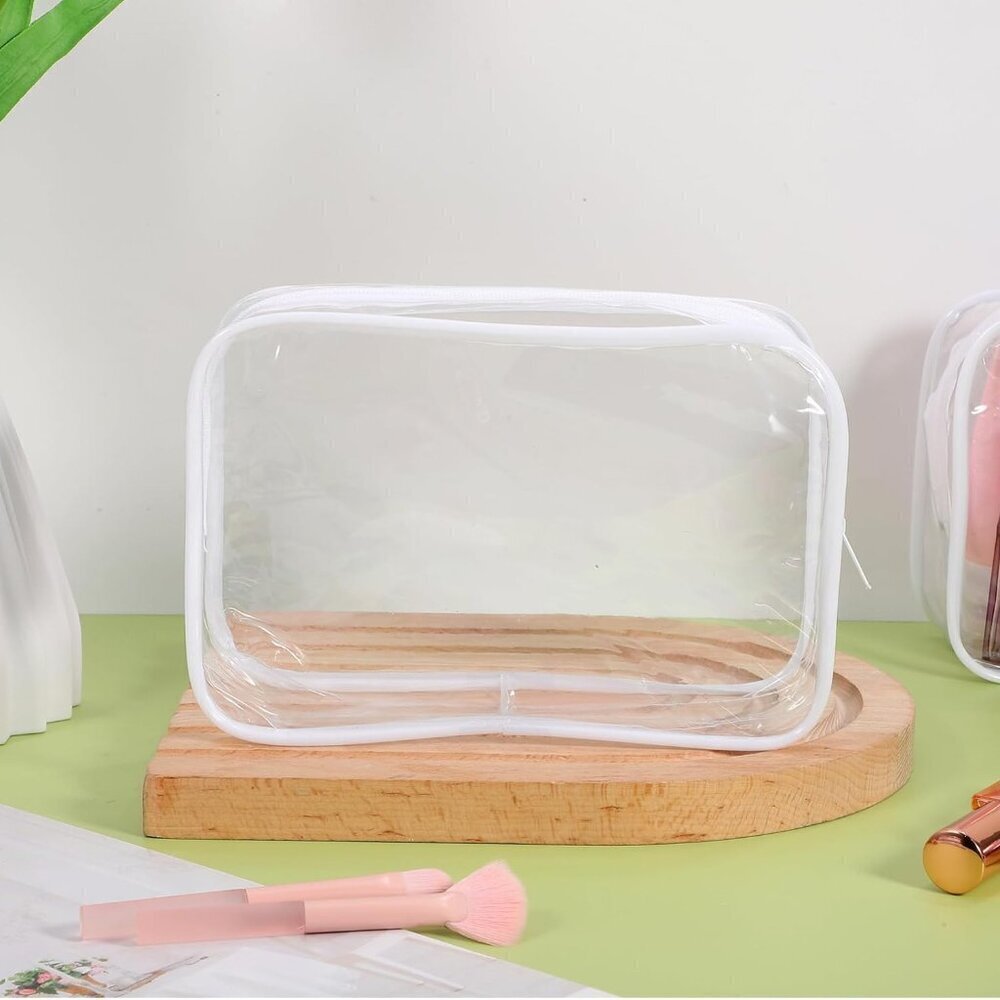 10 Pcs Clear Makeup Bags, Pvc Transparent Zipper Pouches for Cosmetics & Toiletr - Picture 9 of 9